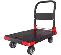 Heavy Duty Folding Flatbed Trolley Cart with Swivel Wheels Steel Platform Dolly for Office & Warehouse Use Portable Push Hand Truck Durable Moving Cart on Wheels