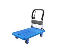 Heavy-Duty Folding Hand Truck & Flatbed Trolley with Hand Brake 4-Wheel Transporter for High-Speed Rail Moving Cart Ideal for Heavy Loads and Easy Transport