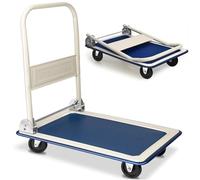 Heavy Duty Folding Platform Trolley, 150KG Capacity Hand Sack Truck With Handle & Wheels, Flatbed Dolley Cart For Home Office Shop Easy Transportation And Warehouse (150Kg Capacity, Blue)