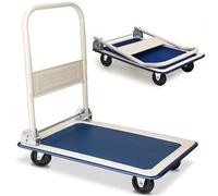 Heavy Duty Folding Platform Trolley, 150KG Capacity Hand Sack Truck With Handle & Wheels, Flatbed Dolley Cart For Home Office Shop Easy Transportation (Blue 150KG Capacity)