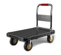 Heavy Duty Folding Platform Truck Cart - 360° Swivel Wheels Flatbed Dolly for Warehouse & Goods Transport - Black 23.6"x35.4" (60x90cm)