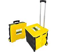 Heavy Duty Folding Portable Trolly Box Cart with Secure Lid, 40kg, for Shopping and Storage, Foldable Crate Trolly with Easy-Grip Handle - Folding Shopping Cart with Wheels for Home, Office & Work