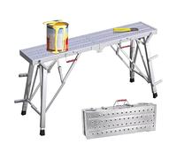Heavy Duty Folding Scaffold Stool, Adjustable Height Platform, 1.2mm Steel Plate, Galvanized Frame, 200kg Max Load, Non-Slip Feet, Portable Work Bench for Drywall & Car Cleaning(L:200cm)