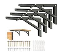 Heavy Duty Folding Shelf Brackets, 18 Inch 4Pcs, Collapsible, Wall Mounted, Space-Saving