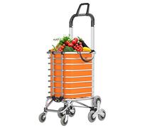 Heavy-Duty Folding Shopping Cart 60kg Load Capacity Compact Trolley on Wheels Portable Transport Cart 106x32x55cm Ideal for Groceries & Outdoor Use (Color: C)