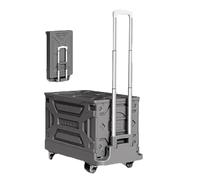 Heavy-Duty Folding Shopping Cart with Flat Platform Steel Construct 4 Wheels 72.6 kg Capacity Ideal for Outdoor Travel Moving and Heavy Lifting