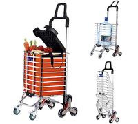 Heavy Duty Folding Stair Climbing Trolley, Multipurpose Shopping Cart with Rotating Handle & Cover Plate, Easy to Maneuver for Warehouse Grocery Home Use