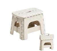 Heavy Duty Folding Step Stool Small Collapsible Stool Sturdy for Adults Opens Easy with One Flip - Foldable, Sturdy, Skid Resistant Great for Kitchen, Bathroom or Bedroom (Beige - 12.4 Inch)