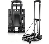 Heavy Duty Folding Trolley on Wheels 35kg Load Capacity, Wheelbarrow Festival Trolley Foldable Sack Barrow Wheel Barrow Sack Truck for Luggage, Groceries, Office, Warehouse (2 Wheels - Black - Steel)