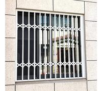 Heavy Duty Folding Window Security Bars, Expandable Aluminum Burglar Proof Window Guard with Lock, Retractable Security Grille for Basement Garage Apartment Home Windows(White,WxH 28 x 24 in)
