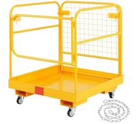 Heavy-Duty Forklift Safety Cage for 1200 lbs Foldable Platform with Lockable Wheels Accommodates 1-2 Adults Portable Scaffolding Solution for Aerial Work