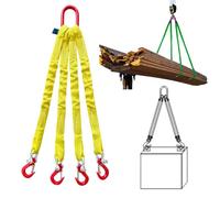 Heavy Duty Four Leg Bridle Web Sling, Max Load Capacity 22046LBS 10T, Lifting Slings Straps with Alloy Steel Hooks Web Slings, Polyester Bridle Sling for Handling of Cargo(3m)