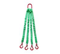 Heavy Duty Four Leg Bridle Web Sling with Alloy Steel Grab Hooks, Polyester Lifting Straps for Safe Towing and Cargo Handling & Rigging