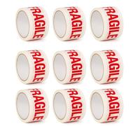 Heavy Duty Fragile Packing Tape - 9 Rolls of 48mm x 66m Strong Packaging Tape - Sticky Parcel Tapes for Boxes, Postage, Moving House - FSC Certified Shipping Tape for Wrapping Cardboard Box and More