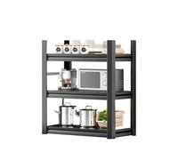 Heavy Duty Free Standing Kitchen Bakers Rack 3 Tier Metal Shelving Unit for Microwave Oven & Utility Storage Black 50x30x80cm Ideal for Kitchen nization