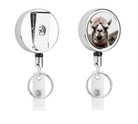 Heavy Duty Funny Alpaca Llama Badge Reel with 360° Swivel Alligator Clip & 24" Retractable Nylon Cord Lightweight Name Badge Holder for Nurse Teacher Office Worker Id Card Decor