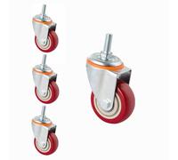 Heavy Duty Furniture Caster Set of 4, 3 Inch No Noise Swivel PU Wheels with Brake, M12/16 Threaded Stem, Industrial Replacement Capacity 794 Lbs