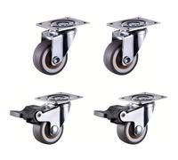 Heavy-Duty Furniture Casters, 4-Pack 1.5"/2" Rubber TPR Flat Plate Wheels, 2 Universal & 2 Brake, Ideal for Cabinets, Workbenches, and Home Furniture.