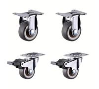 Heavy-Duty Furniture Casters - 4 Pack 1.5"/2" Rubber TPR Wheels, 2 Fixed & 2 Brake, Flat-Base Design for Cabinets, Workbenches & Furniture Mobility