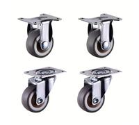 Heavy Duty Furniture Casters, 4 Pack 1.5"/2" Rubber TPR Wheels, Flat Bottom Rolled Casters for Cabinets, Workbenches, 2 Fixed & 2 Swivel Options, Durable Furniture Wheels