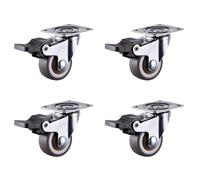 Heavy-Duty Furniture Casters 4-Pack 1.5/2" TPR Rubber Wheels Flat Bottom Design Perfect for Cabinets & Workbenches Includes 4 Brakes for Smooth Mobility & Enhanced Stability
