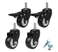 Heavy Duty Furniture Casters 4 Pack Polyurethane Swivel Wheels With Double Bearings M12 X 30Mm Threaded Stem Universal Replacement 60Mm For Smooth Mobility-Brake+universal-75mm/3in