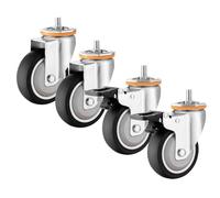 Heavy-Duty Furniture Casters 4-Pack with Brake M10/M12 Swivel Wheels Robust Threaded Transport Rollers Double Ball Bearing for Furniture & Industrial Moving