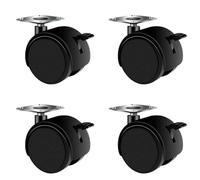 Heavy Duty Furniture Casters with Brakes - 2 Pack 1" Plastic Wheels for Easy Moving of Beds Trolleys and Heavy Objects - Ideal for Home and Office Use