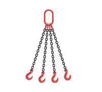 Heavy Duty G80 Alloy Steel Lifting Slings - Adjustable 4-Leg Chain Sling with Hook for 1-5 Ton Overhead Lifting of Large Cargo (2 Ton, 2m Length)