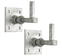 Heavy Duty Galvanised Adjustable Hook on Plate Pair, 19mm Pin Diameter, Square 100mm (4" x 4") Plate, Hot Spelter Iron Hinge for Farm, Field, Driveway and Stable Gates x2