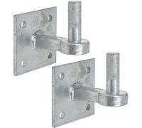 Heavy Duty Galvanised Hook on Plate Pair, 19mm Pin Diameter, Square 100mm (4" x 4") Plate, Hot Spelter Iron Hinge for Farm, Field, Driveway and Stable Gates x2