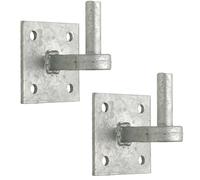 Heavy Duty Galvanised Hook on Plate Pair, 22mm Pin Diameter, Square 100mm (4" x 4") Plate, Hot Spelter Iron Hinge for Farm, Field, Driveway and Stable Gates x2