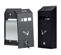 Heavy Duty Galvanised Metal Ashtray Wall Mounted Lockable Cigarette Ash Bin 2 Keys Garden Smoking Office Home Outside Pub Club Restaurant