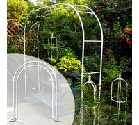 Heavy Duty Galvanised Metal Garden Arch Pergola 350x250 cm (11.4x8.2 ft) Wide Trellis for Climbing Plants White Rose Arbor Outdoor Decoration