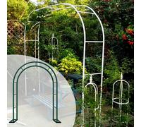 Heavy Duty Galvanised Metal Rose Arch Pergola 350 x 250 cm (11.4 x 8.2 ft) Dark Green Garden Trellis for Climbing Plants Sturdy Support for Roses and Vines