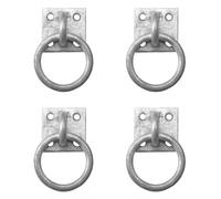 Heavy Duty galvanised Ring on Plate, Tie Ring on Plate 30mm x 35mm Pack of 4 (Galvanised) Dog Animal Tether Horse HAY NET TACK TIE UP Stable Ring Hook