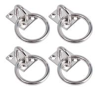 Heavy Duty galvanised Ring on Plate, Tie Ring on Plate 30mm x 35mm Pack of 4 (Galvanised) Dog Animal Tether Horse HAY NET TACK TIE UP Stable Ring Hook