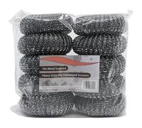 Heavy-Duty Galvanised Steel Scourers - PACK OF 10 | Extra Large Metal Scouring Pads for Tough Cleaning, Grease & Burnt-On Stains | Ideal for Catering, Kitchen & Industrial Use