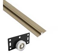 Heavy-Duty Galvanized Ground Track, Sliding Driveway Gate Tracks, Rust Resistant Steel Base Rail for Chain Link Fence & Construction Projects(Brass,L 43.3in/110cm)