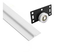 Heavy-Duty Galvanized Ground Track, Sliding Driveway Gate Tracks, Rust Resistant Steel Base Rail for Chain Link Fence & Construction Projects(White,L 43.3in/110cm)