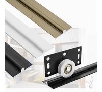 Heavy-Duty Galvanized Ground Track, Sliding Driveway Gate Tracks, Rust Resistant Steel Base Rail for Chain Link Fence & Construction Projects(Black,L 51.2in/130cm)