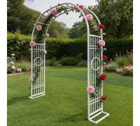Heavy Duty Galvanized Metal Garden Arch Stylish Outdoor Arbor for Climbing Plants & Roses Multi Sized Trellis Support (140 340cm) Elegant White Garden Décor 260x40x230cm