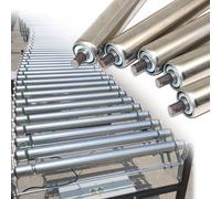 "Heavy-Duty Galvanized Steel Conveyor Rollers - 2.4 Inch Diameter, Pack of 5, Industrial Use, Compatible with 4x48 Inch Systems, Optimized Round Tube Design for Maximum Efficiency"