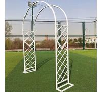 Heavy Duty Galvanized Steel Garden Arch Trellis for Climbing Plants Metal Pergola with Diamond Grid Design Outdoor Wedding Backdrop for Vines Patio Ceremony Decor (White 70" W x 90" H)
