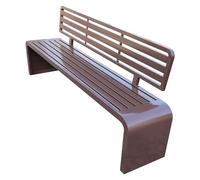 Heavy-Duty Galvanized Steel Garden Bench with Backrest, 70.8in Outdoor Metal Seat for Porch, Backyard, Park - Brown Slatted Design