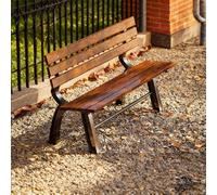 Heavy-Duty Galvanized Steel Outdoor Park Bench with Backrest - Slatted Garden Seat for Courtyard Poolside Front Porch 150x40x70cm (59x15x27in)