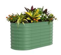Heavy-Duty Galvanized Steel Raised Garden Bed - Oval Metal Planter with Anti-Cut Strips, Rust-Resistant, Ergonomic 60cm Height, Open Bottom, Easy Assembly, Safe Rounded Edges, 120*60*60cm, Green