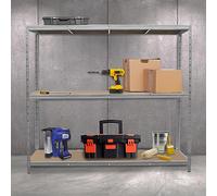 Heavy Duty Garage Shelving Extra Wide Boltless Racking 1200KG Capacity Galvanised Steel Metal 3 Tier Shelves Storage Unit Warehouse Home Shed Industrial 1 Bay | 2000 x 1860 x 600mm
