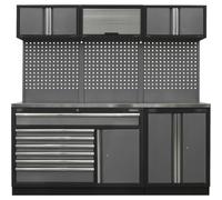 Heavy-Duty Garage Storage System With Stainless Steel Worktop - 2040mm X 460mm X 2000mm