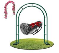 Heavy-Duty Garden Arch 2.4M Metal Pergola for Climbing Plants & Roses Outdoor Trellis Support Frame Wedding Decoration Green Color (W240 x H220cm)